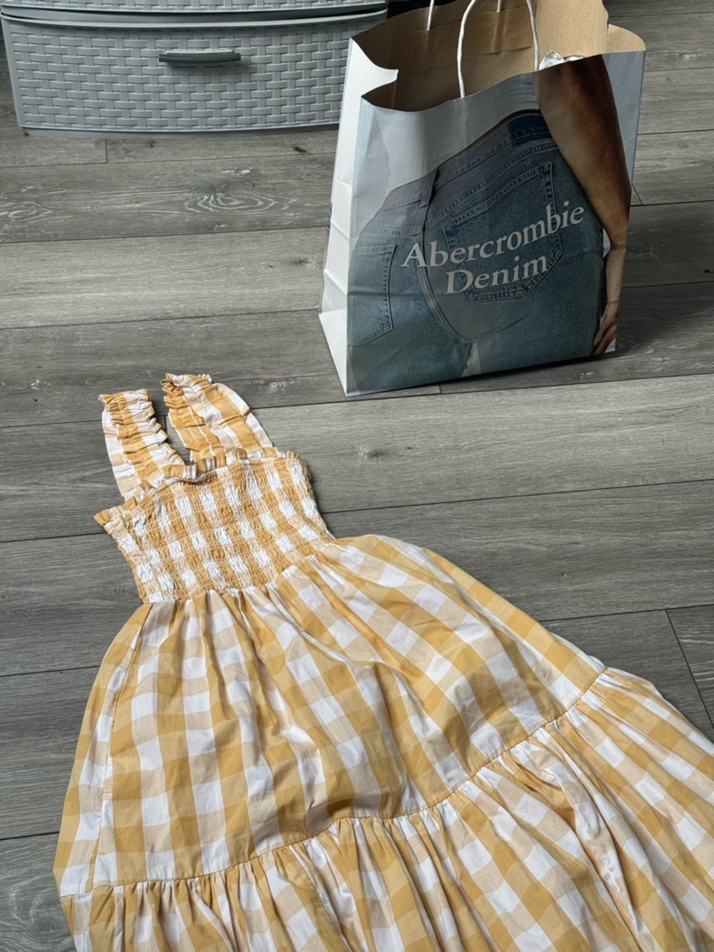 ABERCROMBIE & FITCH SMOCK PLAID GINGHAM DRESS SZ XXS - Picture 5 of 5
